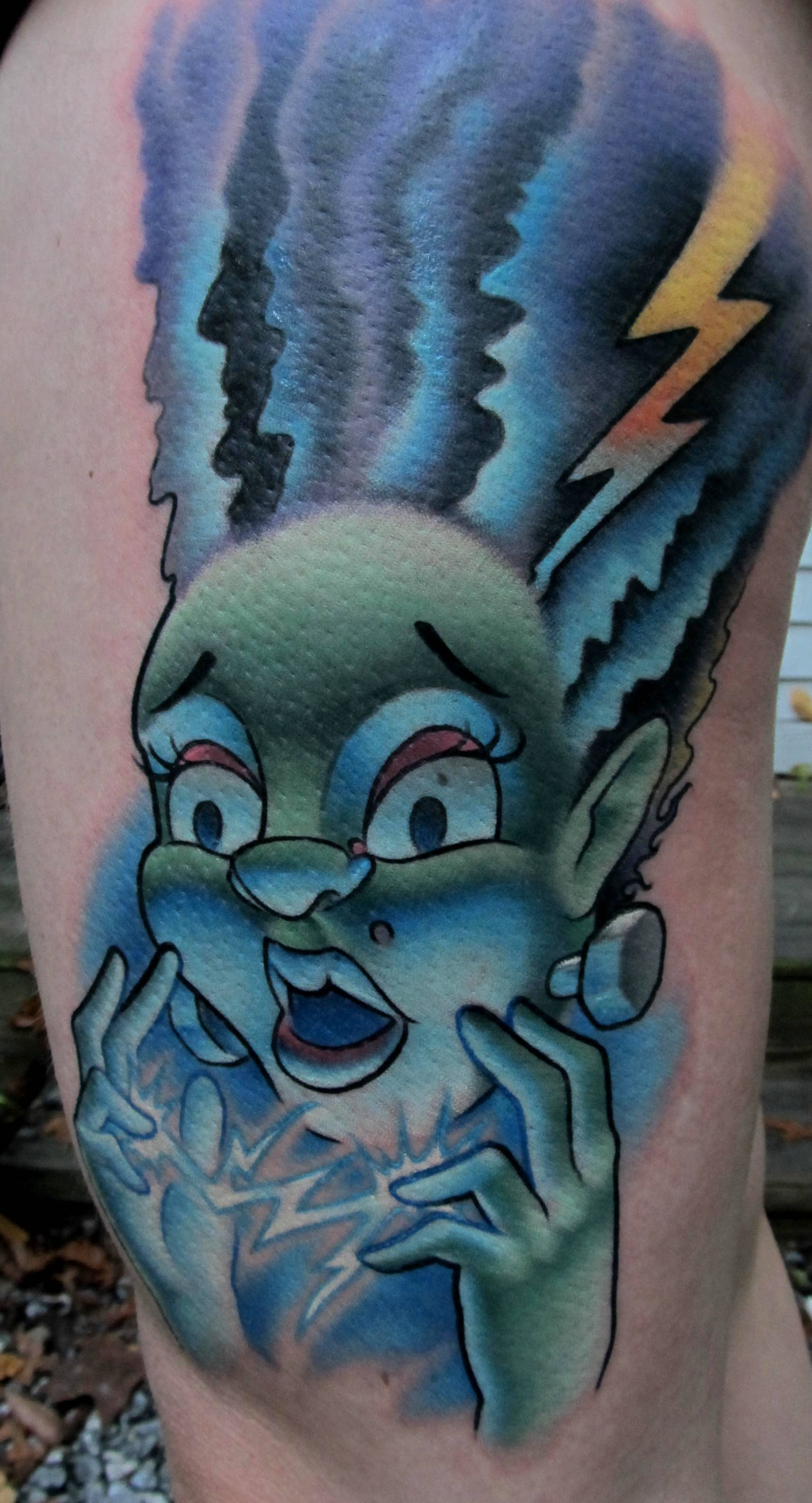 Bride of Frankenstein Tattoo by Connecticut tattoo artist Cracker Joe Swider